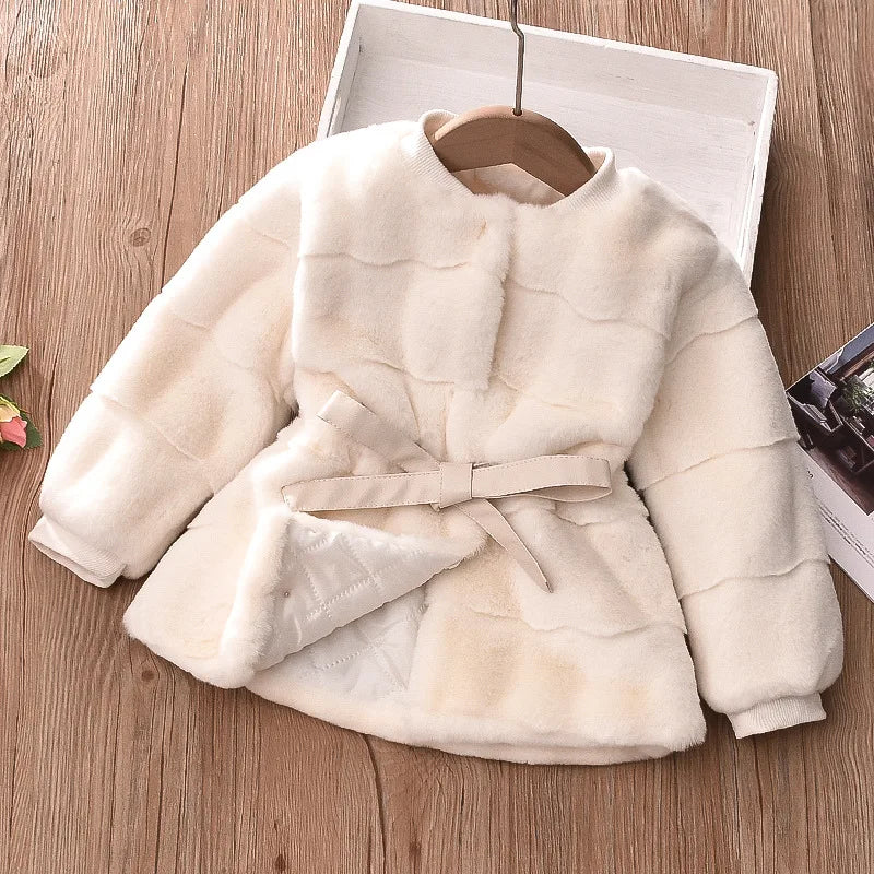 2023 Autumn Winter Faux Fur Coat For Girls Jacket Baby Snowsuit Christmas Princess Outerwear For Kids 1-5 Years Children Clothes