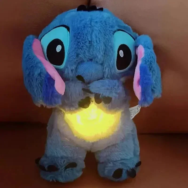 Stitch Plush Doll Breathing Light Child Soothes Toys Pink Angel Anime Cute Baby Music Light Sleep Toykid Christmas Birthday Gift