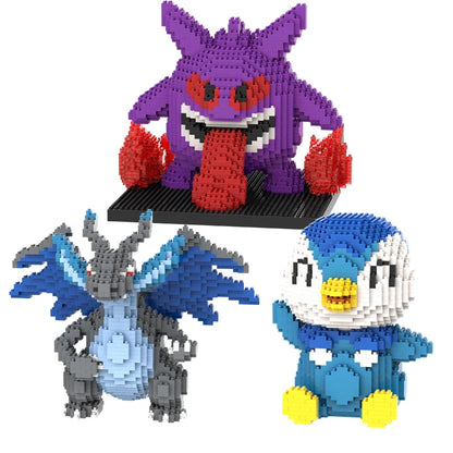 Pokemon Figure Gengar Piplup Mega Charizard Micro Building Blocks DIY Assembly Puzzle Mini Bricks Toys for Kid Christmas Gift