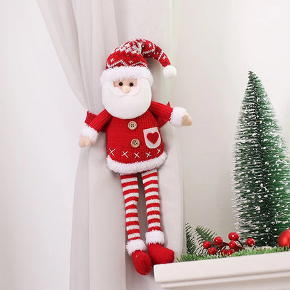 Christmas Curtain Buckle Elk Santa Snowman Dolls Xmas Tree Ornament 2024 Merry Christmas Decoration for Home 2025 New Year Gift