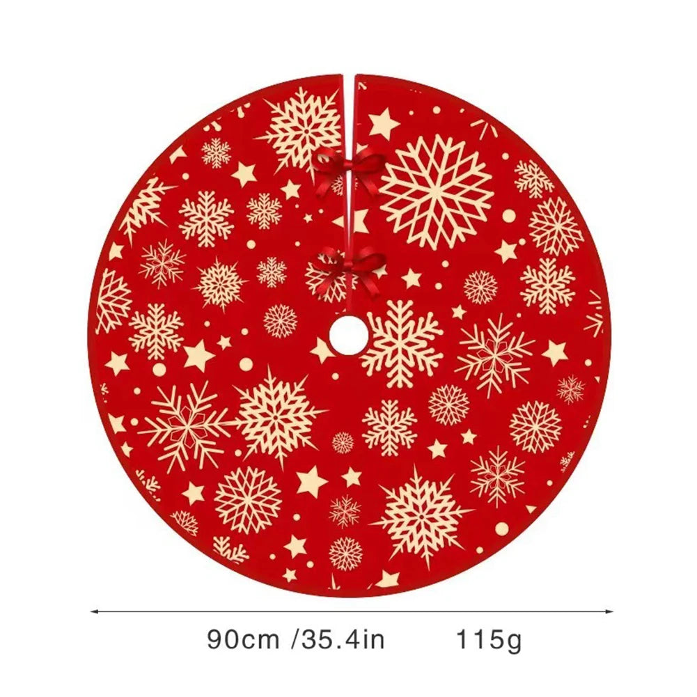 90/60CM Christmas Tree Skirts Santa Claus Printed Xmas Tree Bottom Decor Mat Christmas Tree Decoration Indoor Outdoor Decor