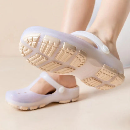 Summer New Women's Sandals Non Slip Soft Soled Jelly Sandals Daily Slip-on Clogs Casual Shoes Fashion Printing Beach Sandals