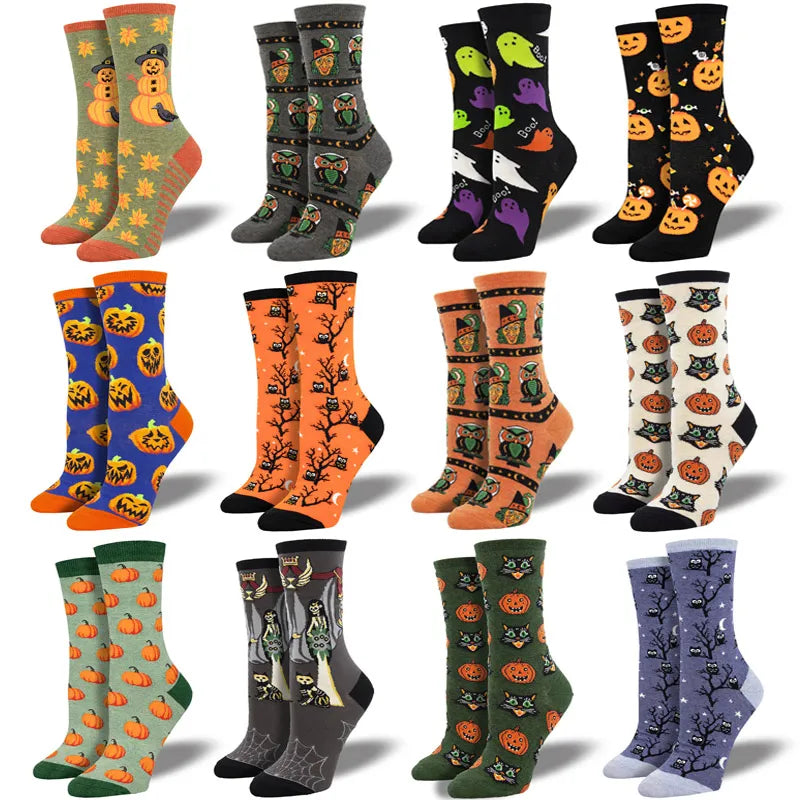 New Harajuku Halloween Creative Funny Pumpkin Jacquard Tide Socks Men And Women Couples In Tube Socks