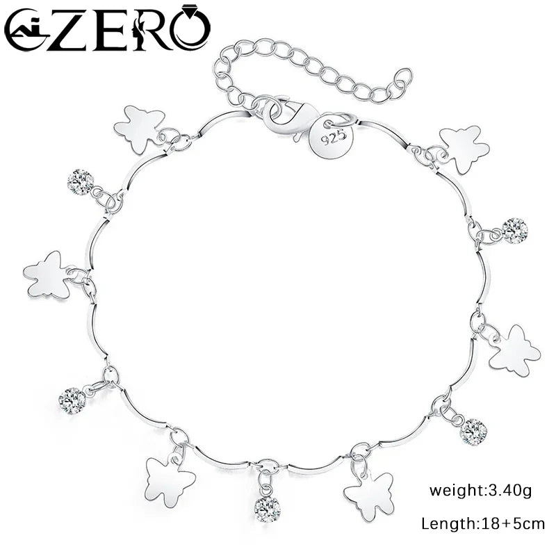 Charm 925 Sterling Silver Bracelets for Women zircon butterfly Chain elegant Fashion Wedding Party Christmas fine Jewelry