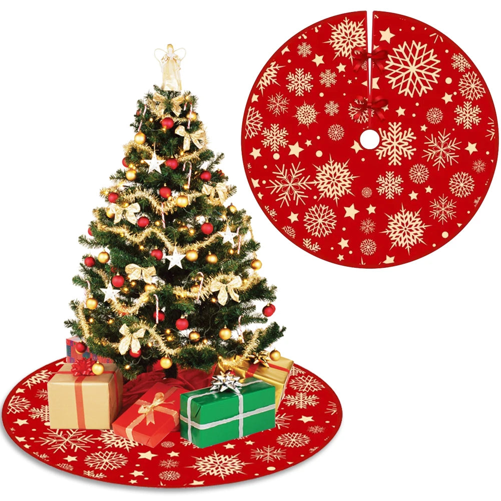 90/60CM Christmas Tree Skirts Santa Claus Printed Xmas Tree Bottom Decor Mat Christmas Tree Decoration Indoor Outdoor Decor