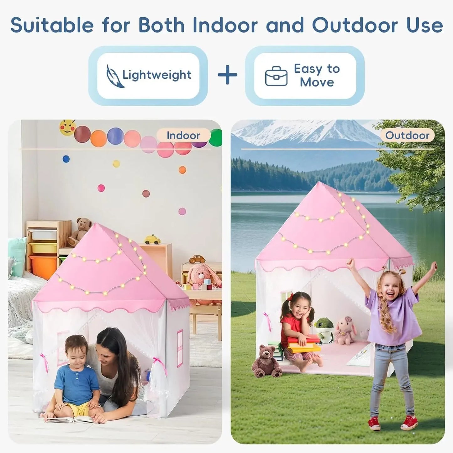 Kids Tent Pink Blue Kid Play House Children Indoor Outdoor Toy House Portable Princess House Children Tent  Christmas Girl Gifts