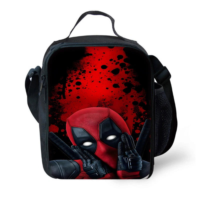 Child Schoo Deadpools Super Heroes Backpack with Lunch Bags ,Pencil Bags ,School Bags for Boys Girls Best Gift