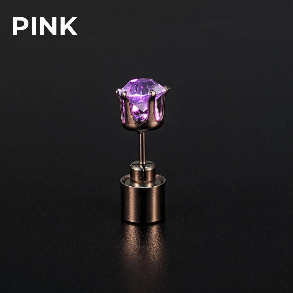 1Pcs of Colorful Light Led Earrings Flashing Stainless Steel Earrings Dance Party Accessories Hot Christmas Gift Luminous Stick