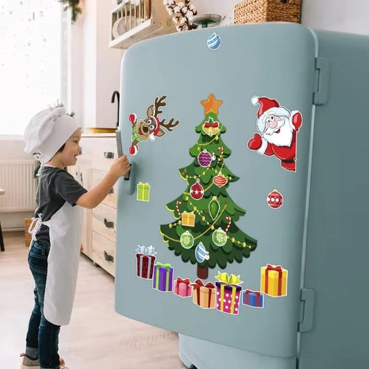 Christmas Themed Magnetic Sticker  3D Christmas Cartoon Magnet Fridge Stickers Soft PVC Magnetic Refrigerator Magnets