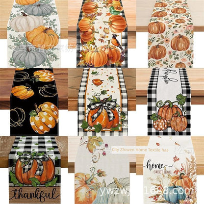 New Arrival Autumn Thanksgiving Maple Leaf Pumpkin Table Runner Dining Table Dining Room/Living Room Decoration