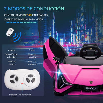 HOMCOM electric car Lamborghini SIAN 12V for children + 3 years old remote control door opening music MP3 108x62x40 cm