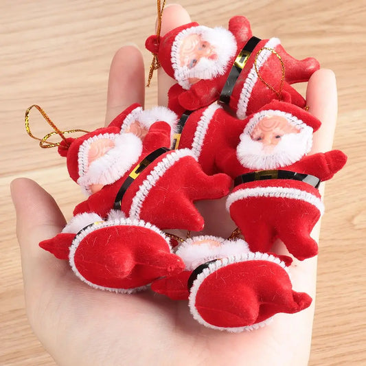 6Pcs Mini Santa Claus Christmas Drop Ornaments Multi-Color Santa Claus Party Xmas Tree Hanging Pendants Decor Home Decoration