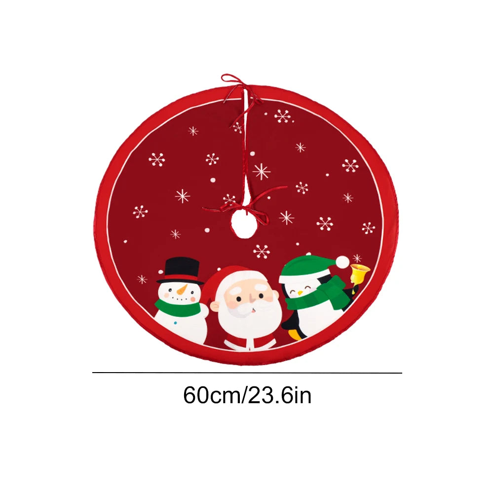 90/60CM Christmas Tree Skirts Santa Claus Printed Xmas Tree Bottom Decor Mat Christmas Tree Decoration Indoor Outdoor Decor