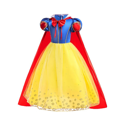 Disney 2024 Girls Costume Snow White Fancy Dress Kids Carnival Christmas Party Princess Children Birthday with Cloak Clothes