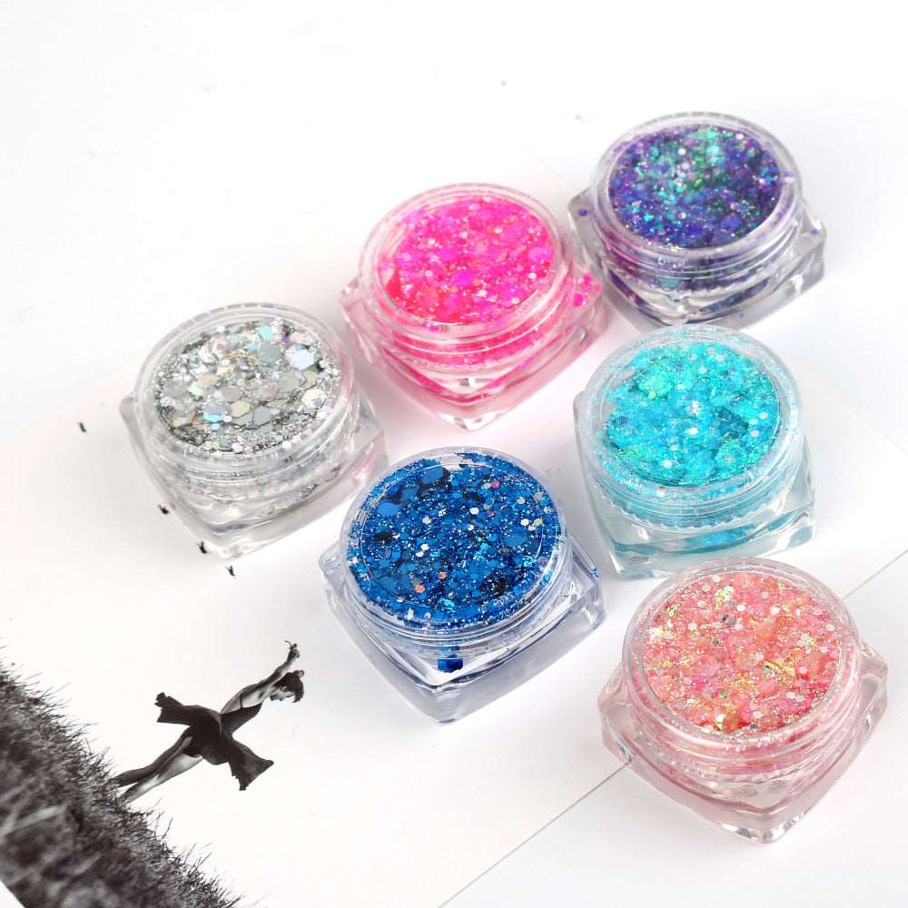 18 Colors Glitter Eyeshadow Makeup Nail Art Mermaid Sequin Shimmer Diamond Eye Shiny Skin Highlighter Face Body Glitter Cosmetic