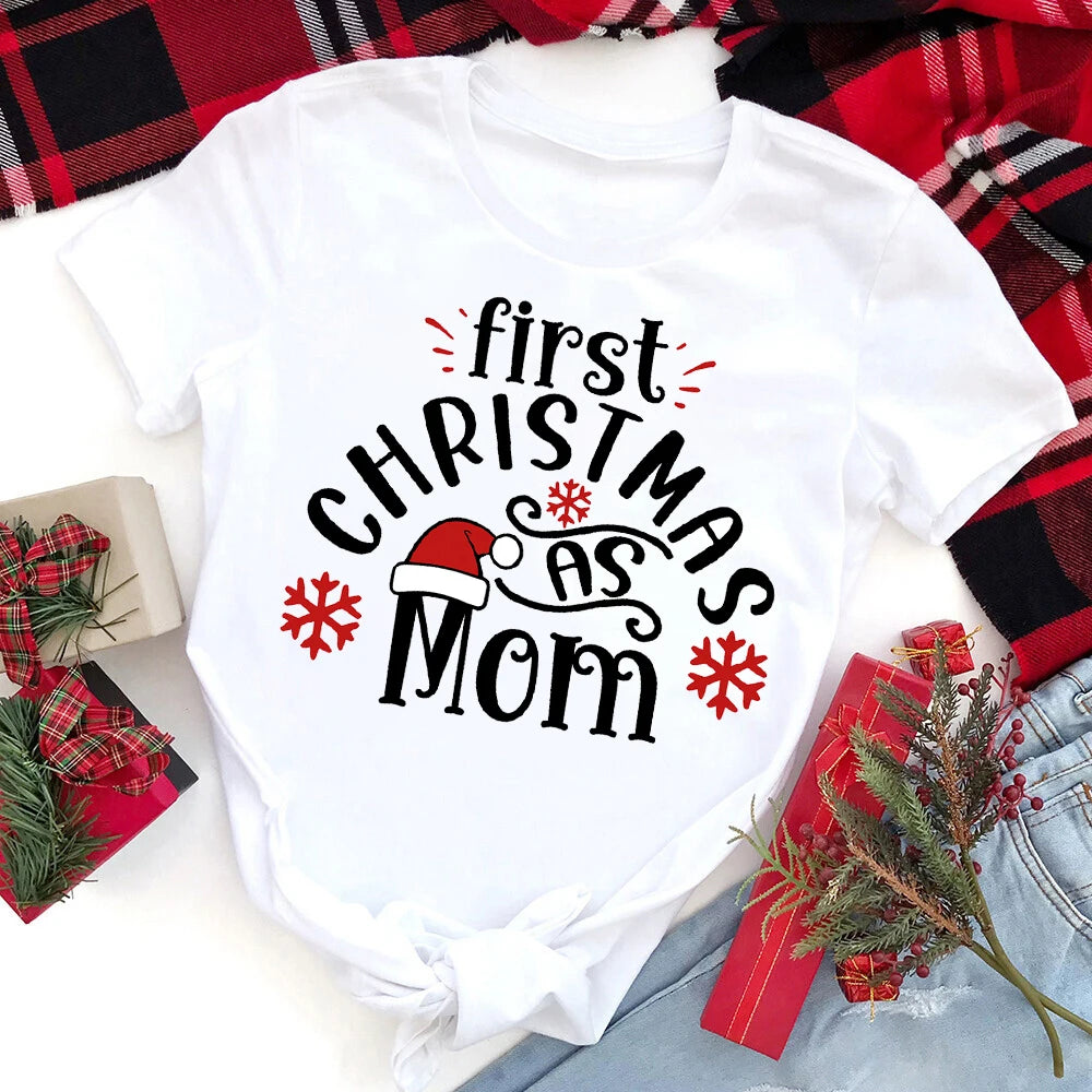 Family Xmas Matching Outfits 1St Christmas Print Dad Mom Shirt Baby Romper Family Clothes Christmas Party Family Gift Shirt