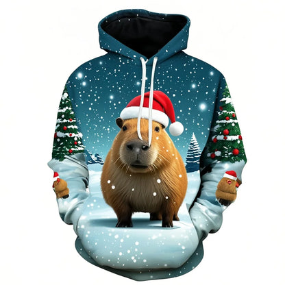 Harajuku New 3D Printing Cute Animals Capybara Hoodies For Men Women Clothing Funny Christmas Hooded Hoody Kid Sweatshirts Top