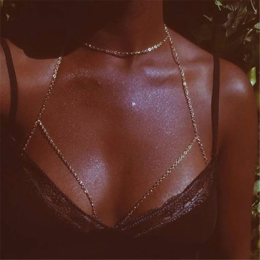 Fashion Womens Sexy Sequins Bra Bikini Beach Harness Necklace Waist Belly Body Chain Fashion Jewelry #241361