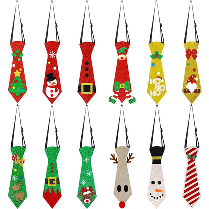 1PC 2024 Christmas Neckties Cartoon Christmas Ties For Boy Girl Santa Claus Party Kids Costume Accessories Christmas Decoration