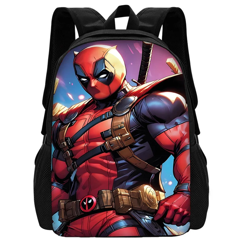 Child Schoo Deadpools Super Heroes Backpack with Lunch Bags ,Pencil Bags ,School Bags for Boys Girls Best Gift