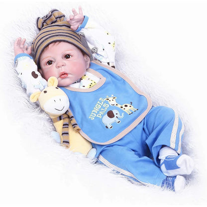 Reborn Dolls Clothes Boy 22 inches Blue Outfits Set for 20-23 inch Newborn Baby Boy Dolls Clothing Accesories