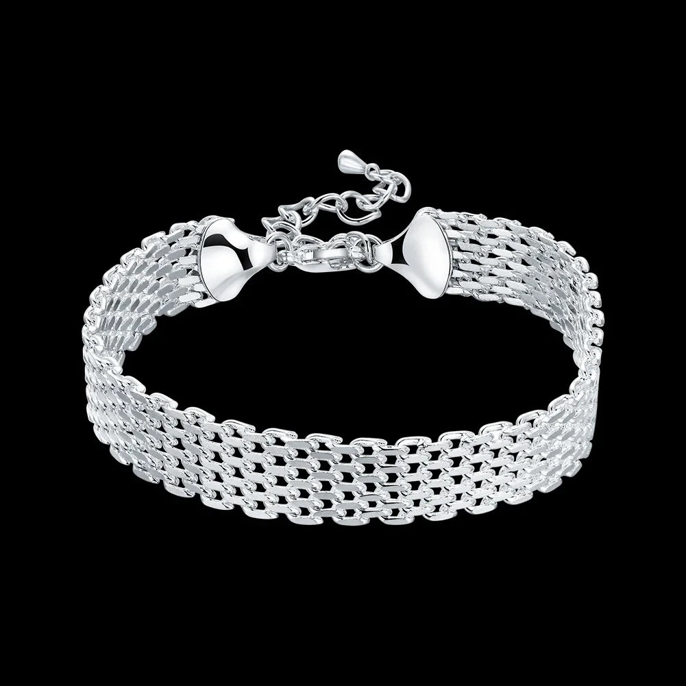 Hot new 925 sterling silver Bracelets for women Exquisite fashion weaving chain  Wedding party Christmas gifts Jewelry