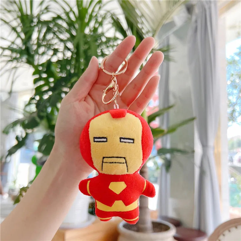 Disney Marvel Spiderman Figure Plush Keychain Toy Kawaii Hulk Iron Man Doll Soft Stuffed Toys Kids Plush Key Ring Christmas Gift