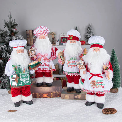 Christmas Holiday Party Supplies Santa Claus Cook 50CM Adorable Gingerbread House Chef Santa Claus Doll For Kitchen Decoration