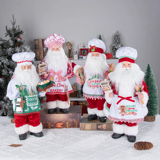 Christmas Holiday Party Supplies Santa Claus Cook 50CM Adorable Gingerbread House Chef Santa Claus Doll For Kitchen Decoration