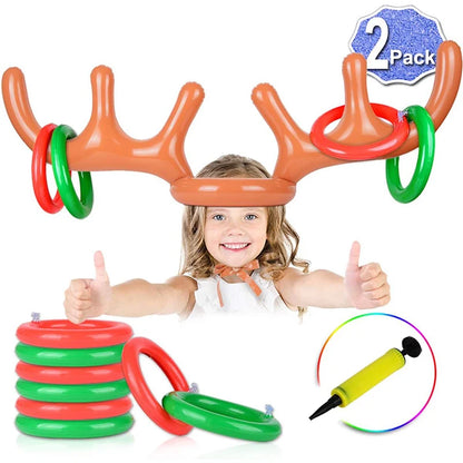 Christmas Game Inflatable Reindeer Antler Hat Ring Toss Kids Gifts Toys New Year Christmas Home Decoration Xmas Party Supplies