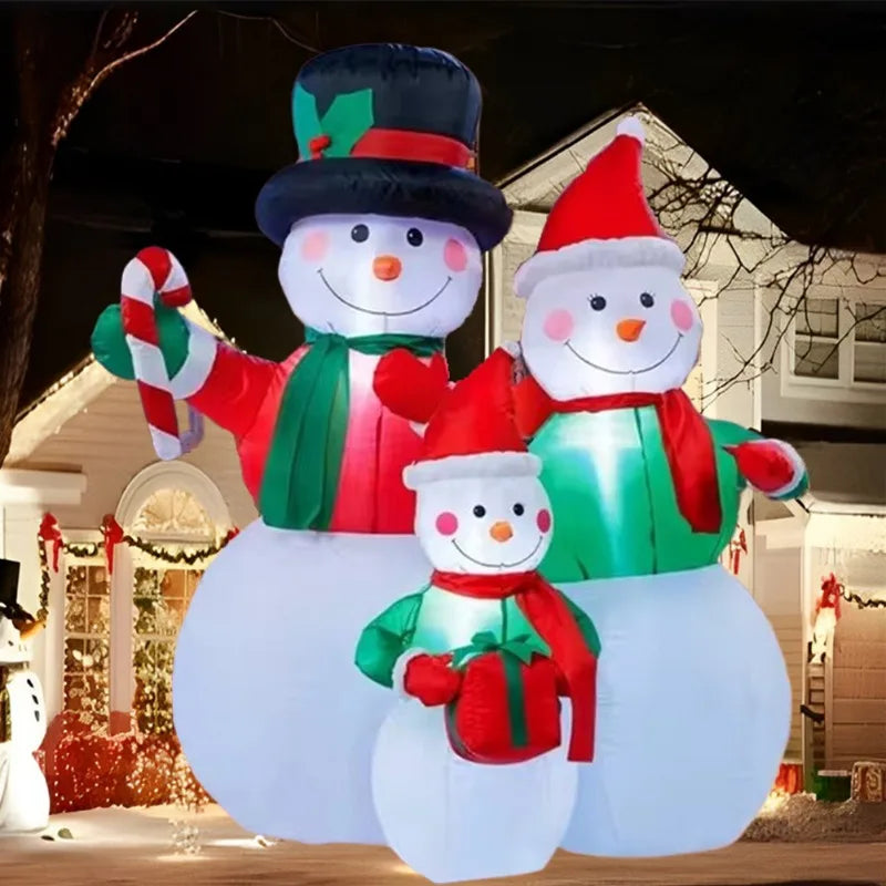 Christmas Inflatable Decorations Toys Family Snowman LED Lights Inflated Model Party Yard Props Indoor Outdoor Xmas Decor Props