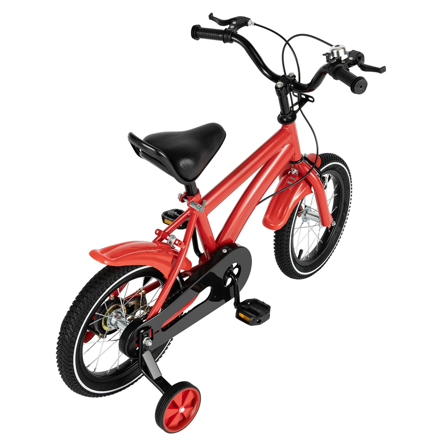 14-Inch Children's Bike Carbon Steel Frame Bicycle 14" Kids Bike with Auxiliary Wheels, Dual Brakes for Kids 2-4 Years Old