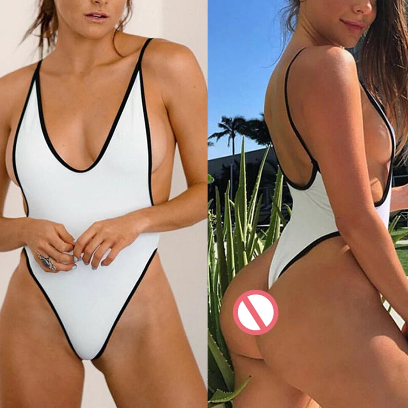 Women's Sexy Swimwear Sets Underwear V-Neck Sports Swimsuit One Piece Beach Bathing Suit Pool Bather Female Backless Lingerie