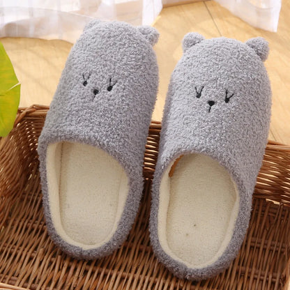 Cute Bear Women Furry Slippers Winter Autumn Spring Indoor Casual Snow Slippers Leisure Women House Comfortable Slippers