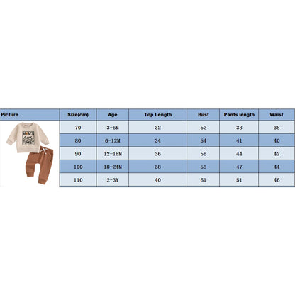 Toddler Boys Thanksgiving Clothes Set boy Girl Long Sleeve Letter Turkey Print Tops Solid Color Pants Clothing Sets