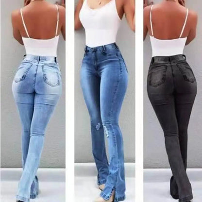 2024 Fall New Women High Waist Boot Cut Jeans Fashion Slim Denim Flared Pants Street Casual Trousers S-3XL Drop Shipping