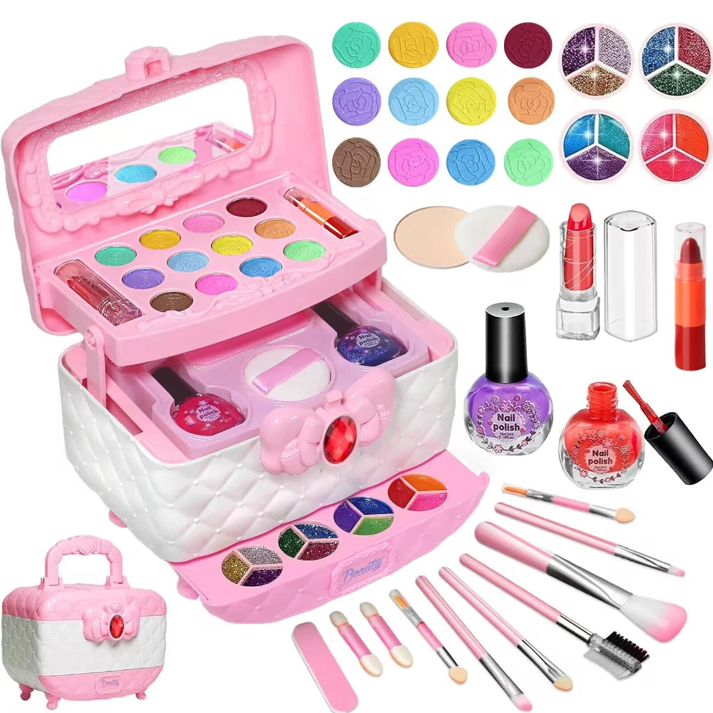 WizKidz Kids Makeup Kit Box Girls Toys Washable Real Makeup Set for Toddlers Age 3-10 Birthday Gift Ideas Fun & Creative Play