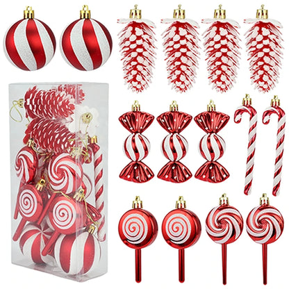 Merry Christmas Ball Candy Cane Pendants Ornaments Christmas Tree Pendant Decoration for Home New Year 2025 Exquisite Xmas Gift