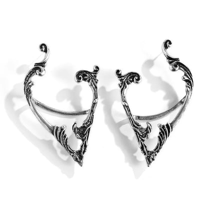 Punk Fairy Ear Cuff Earring Dark Elf Ear Clip No Piercing Earrings For Women Silver Color Goth Halloween Earcuff Jewelry