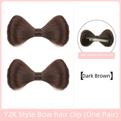 Synthetic Bow knot clip hair bun set clip style hair extensions hair chignons Chicken Feather Claw Double Ball Hair Bag