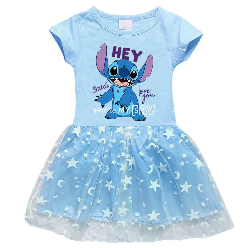 2024 New Summer Baby Girl Stitch Dresses Bag Headband Kids Christmas Party Halloween  Cosplay Costume