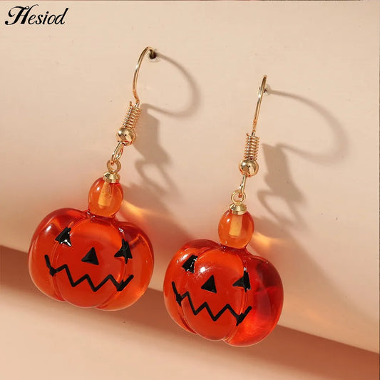 Cute Pumpkin Ghost Earrings Halloween Decoration Kawaii Orange Jewelry For Girls Party Cosplay Transparent Accessories Gift