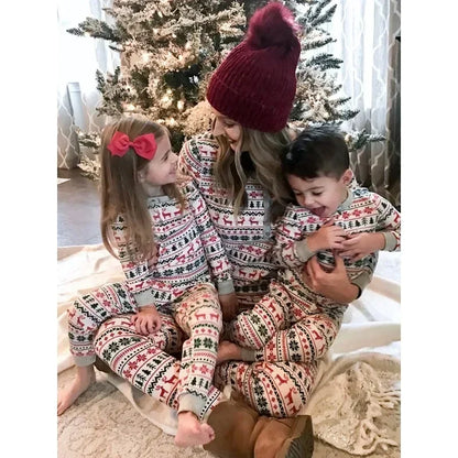 Christmas Family Pajamas Set Mom Daughter Dad Son Matching Outfits Cute All Over Print Homewear Boys Girls Pjs Xmas Look Pyjamas