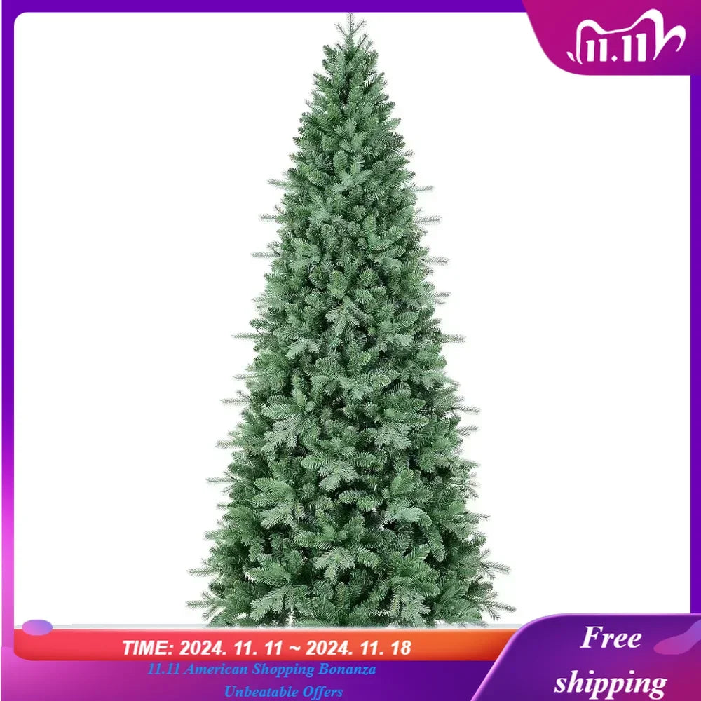 7 FT Artificial Skinny Christmas Tree,Unlit Blue Spruce Slim Pencil Xmas Tree with 1552 PE&PVC Mixed Branch Tips,