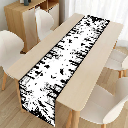 Halloween Pumpkin Ghost Table Runner Happy Halloween Party Decorations 2024 For Home Kitchen Dining Candy Castle Table Covers