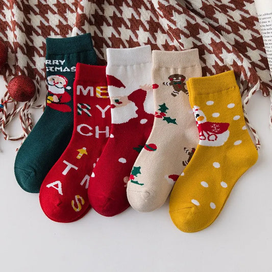 Kids Christmas Socks For 1-10Years Children's Short Socks Girls Boys Winter Warm Cotton Toddler New Year Gift Santa Claus Socks