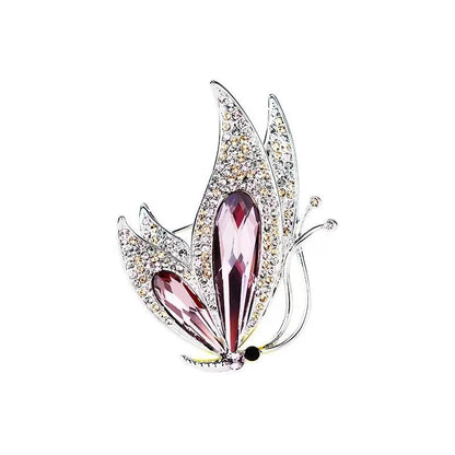 Luxurious Purple Crystal Butterfly Rhinestone Brooch Pins Fashion Suit Accessory Women's Corsage Outfit Jewelry Gift