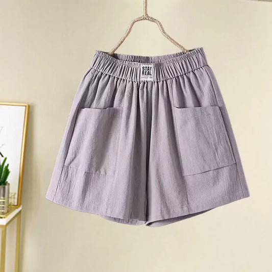 Cotton Linen Shorts Women's Sports Shorts Summer Solid High Waist Black Shorts Women Fashion Plus Size Casual Basic Short Pants