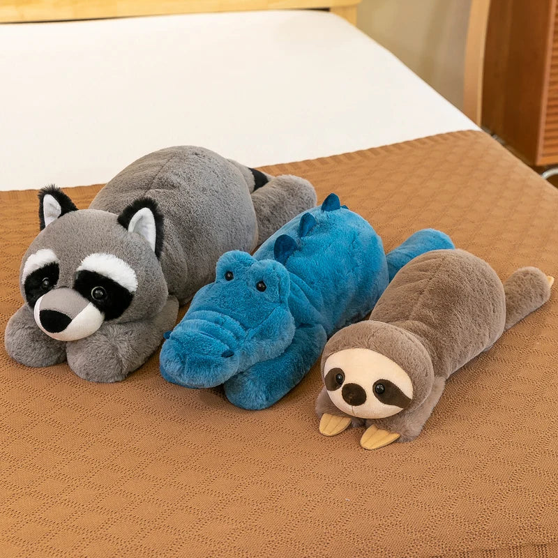 Crouching Sloth Plush Toy Fox Small Raccoon Crocodile Doll Pillow Kids Birthday Christmas Gift Stitch Kawaii Stuffed Animal