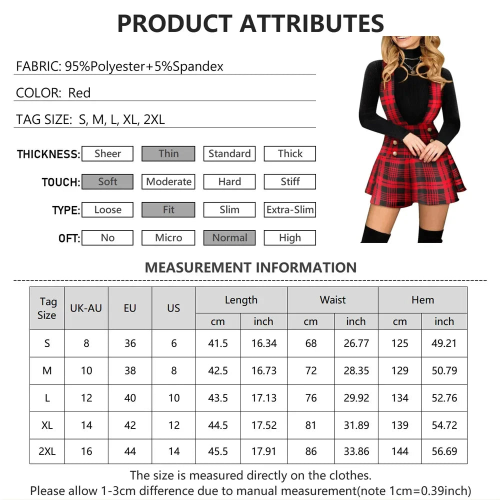 Christmas Plaid Dress for Woman Summer 2024 Printed Strap Skirts Fashion Versatile Sleeveless Pullover Dresses Female Streetwear